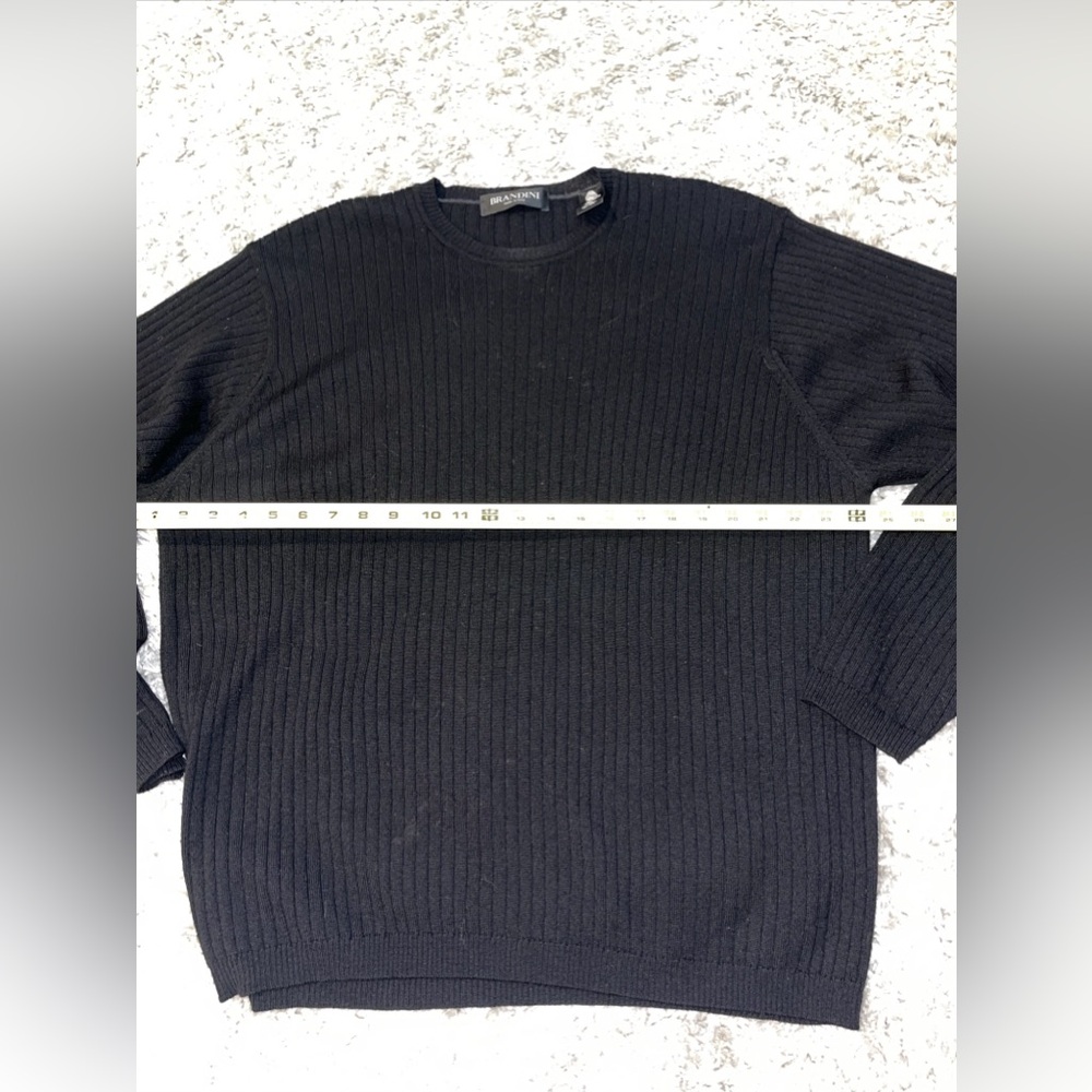 Brandini Italy Mens Sz XXL Light Knit Black 100% Merino Wool Pullover Sweater